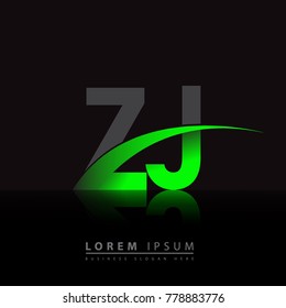 initial letter ZJ logotype company name colored green and black swoosh design. vector logo for business and company identity.

