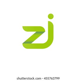 initial letter zj modern linked circle round lowercase logo green