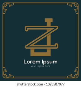 initial letter zj vintage style