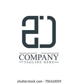 Initial Letter ZJ ZI Linked Box Design Logo