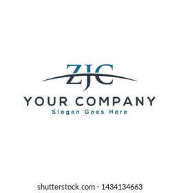 Initial letter ZJC, overlapping movement swoosh horizon logo company design inspiration in blue and gray color vector
