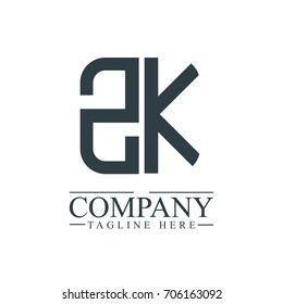 Initial Letter ZK Linked Box Design Logo