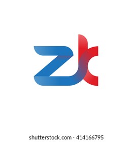 initial letter zk linked round lowercase logo blue red