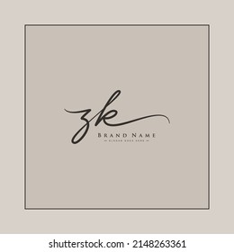 Initial Letter ZK Logo - Handwritten Signature Logo