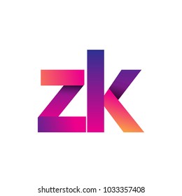 Initial Letter ZK Logo Lowercase, magenta and orange, Modern and Simple Logo Design.