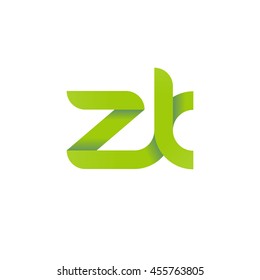 initial letter zk modern linked circle round lowercase logo green