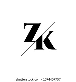 Initial Letter ZK Monogram Sliced. Logo template isolated on white background