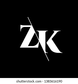 Initial Letter ZK Monogram Sliced. Modern logo template isolated on black background