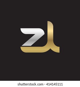 initial letter zl linked round lowercase logo gold silver black background