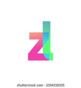 Initial Letter ZL Lowercase Logo green, pink and Blue, Modern and Simple Logo Design.