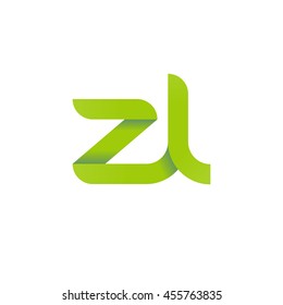 initial letter zl modern linked circle round lowercase logo green