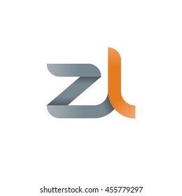 initial letter zl modern linked circle round lowercase logo orange gray