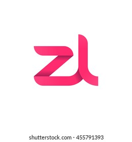 initial letter zl modern linked circle round lowercase logo pink