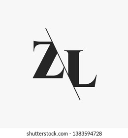 Initial Letter ZL Monogram Sliced. Modern logo template isolated on gray background