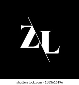 Initial Letter ZL Monogram Sliced. Modern logo template isolated on black background