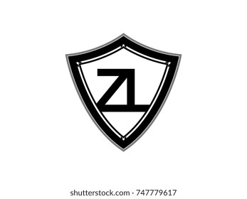 Initial letter ZL shield logo black monogram vector illustration