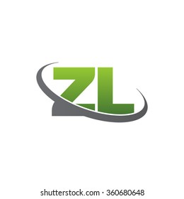 initial letter ZL swoosh ring company logo green gray
