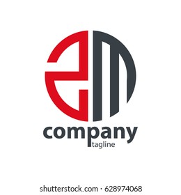 Initial Letter ZM With Linked Circle Logo