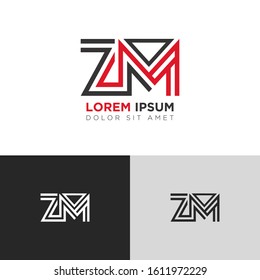 Initial Letter ZM linked uppercase overlap modern logo design template. Suitable for business, consulting group company. Vector Illustration.