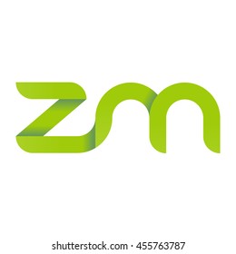 initial letter zm modern linked circle round lowercase logo green