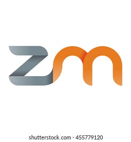 initial letter zm modern linked circle round lowercase logo orange gray