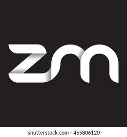 initial letter zm modern linked circle round lowercase logo black white