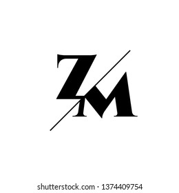Initial Letter ZM Monogram Sliced. Logo template isolated on white background