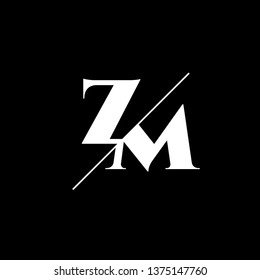 Initial Letter ZM Monogram Sliced. Logo template isolated on black background
