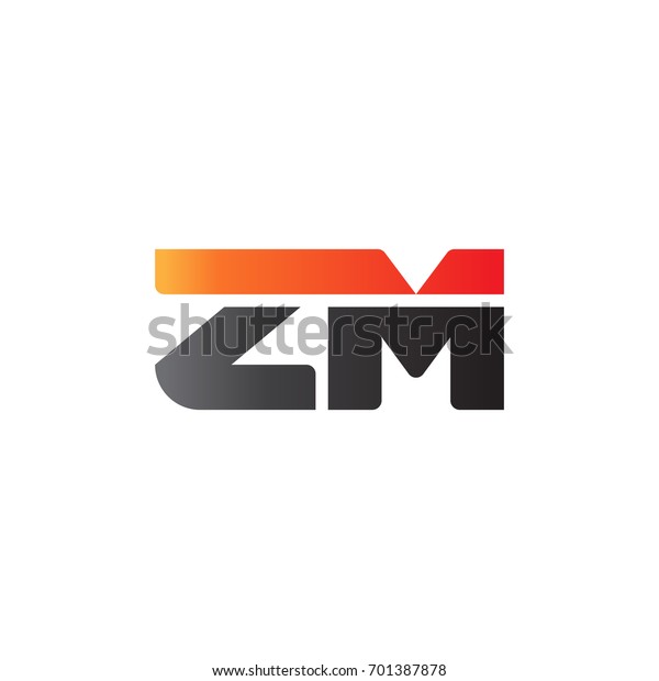 Initial letter ZM, straight linked line bold logo,\
gradient fire red black\
colors