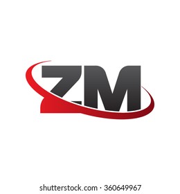 initial letter ZM swoosh ring company logo red black