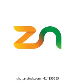 initial letter zn linked round lowercase logo orange green