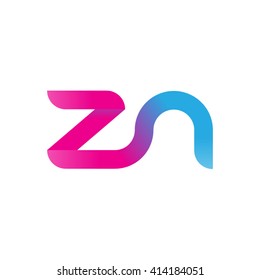initial letter zn linked round lowercase logo pink blue purple