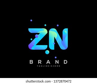 Initial letter ZN logo with colorful background, letter combination logo design for creative industry, web, business and company. - Vector