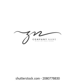 Initial Letter ZN Logo - Handwritten Signature Style Logo