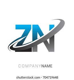initial letter ZN logotype company name colored blue and grey swoosh design. logo design for business and company identity.