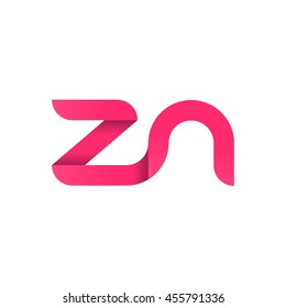 initial letter zn modern linked circle round lowercase logo pink