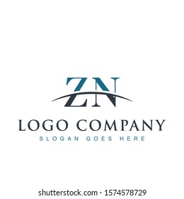 Initial letter ZN , overlapping movement swoosh horizon logo company design inspiration in blue and gray color vector	