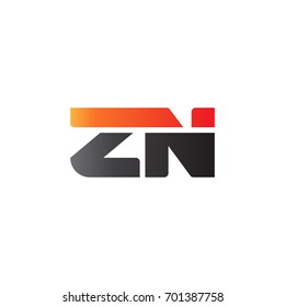Initial letter ZN, straight linked line bold logo, gradient fire red black colors