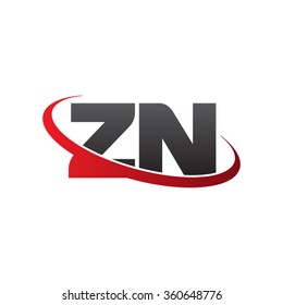 initial letter ZN swoosh ring company logo red black