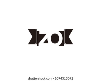 Initial letter zo black ribbon logo design