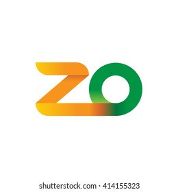 initial letter zo linked round lowercase logo orange green