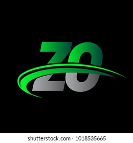 initial letter ZO logotype company name colored green and black swoosh design. vector logo for business and company identity.