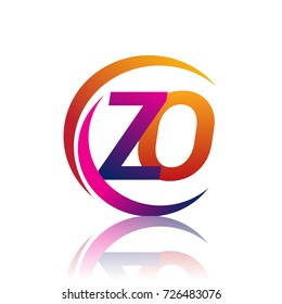 initial letter ZO logotype company name orange and magenta color on circle and swoosh design. vector logo for business and company identity.