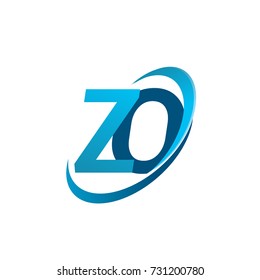 initial letter ZO logotype company name colored blue swoosh design concept. vector logo for business and company identity.