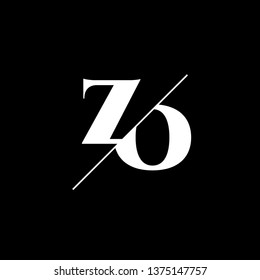 Initial Letter ZO Monogram Sliced. Logo template isolated on black background