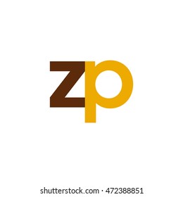 Initial letter ZP brown yellow color logo