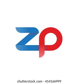 initial letter zp linked round lowercase logo blue red