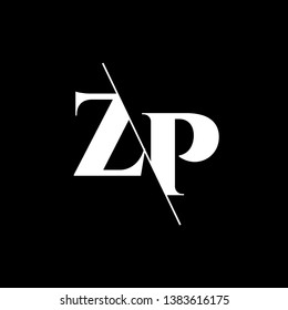 Initial Letter ZP Monogram Sliced. Modern logo template isolated on black background