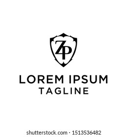 initial letter ZP with shield frame logo template