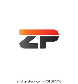 Initial letter ZP, straight linked line bold logo, gradient fire red black colors